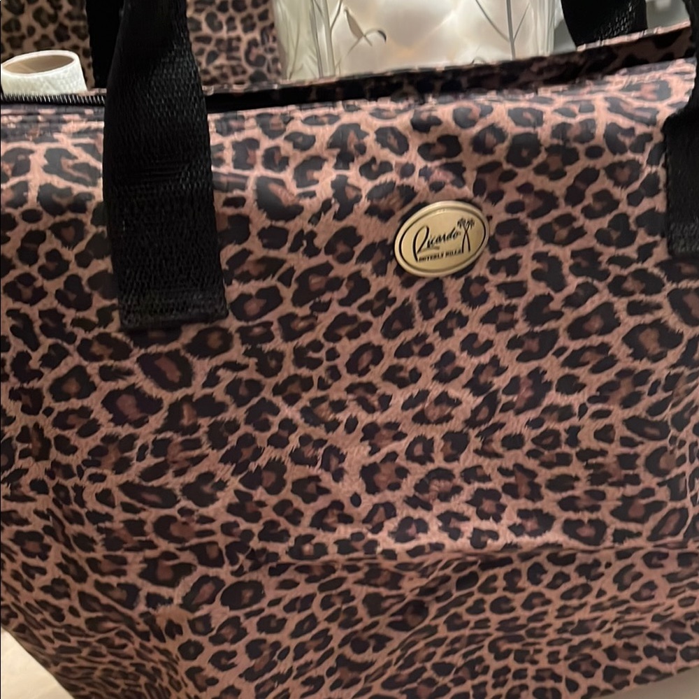 Luxurious Black and Brown Tote with Leopard Print